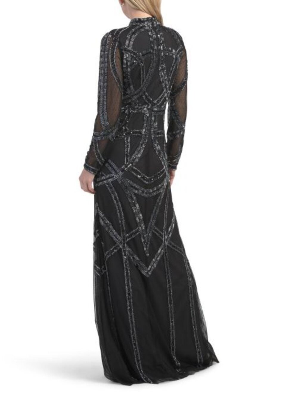 AIDAN MATTOX Long Sleeve Embellished Gown - Picture 2 of 5